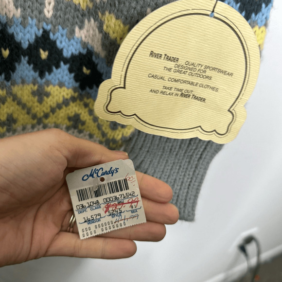 Vintage 90s Pastel Floral Rose Cardigan chunky knit oversized womens M NWT - Picture 7 of 9